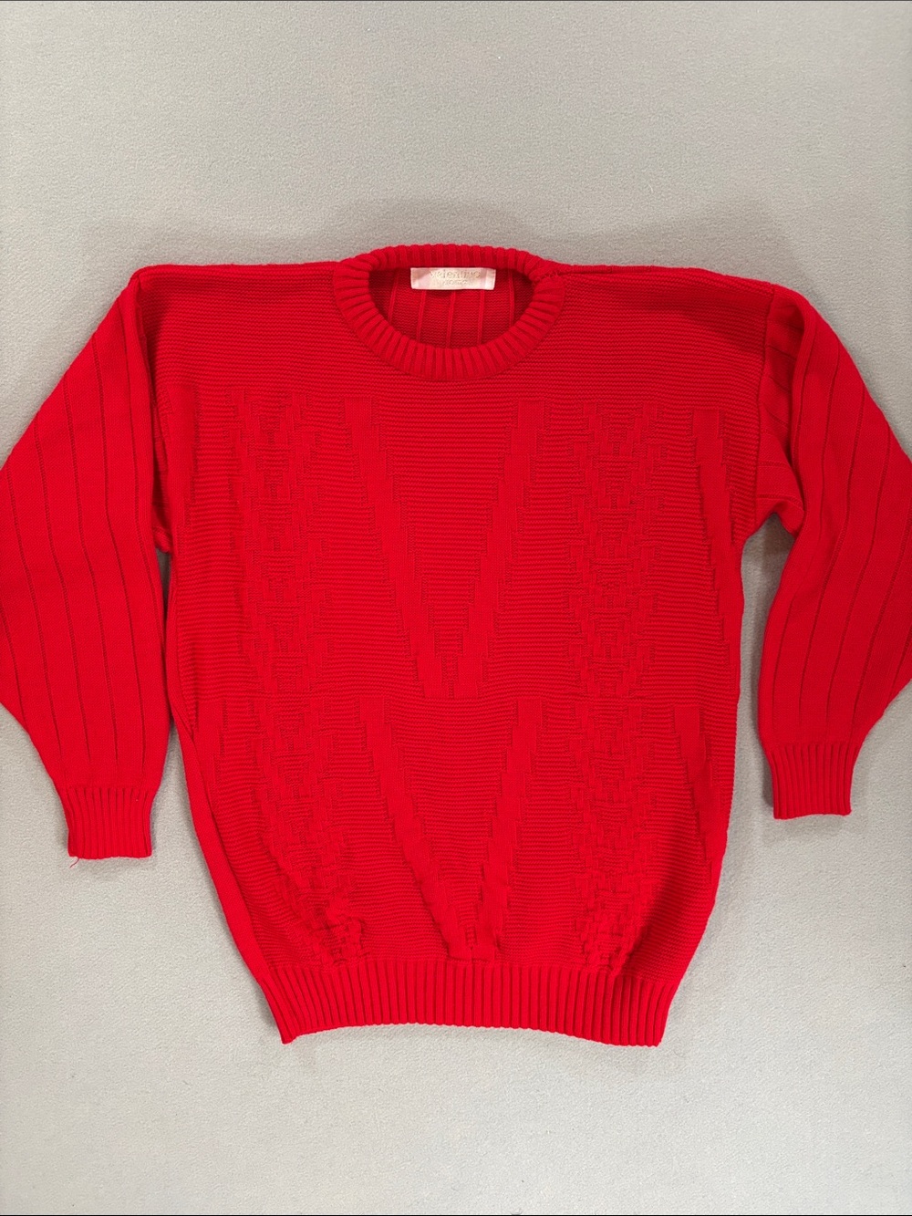 Vintage Valentino Men's Red Crewneck Knit Sweater S/M